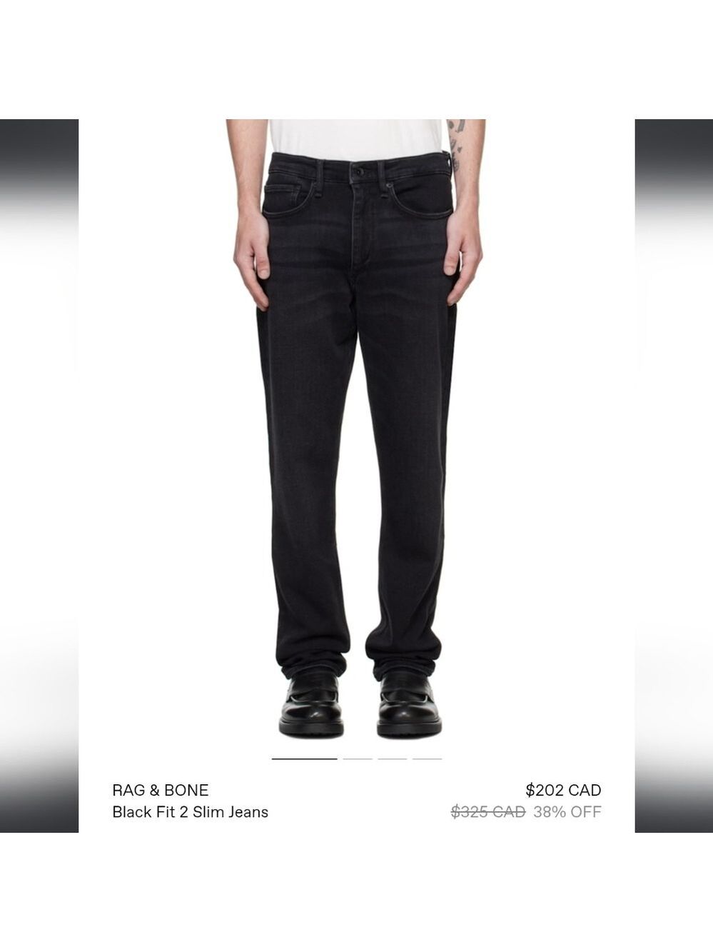 Rag & Bone Men's Black Fit 2 Slim Jeans 32×29 Like New